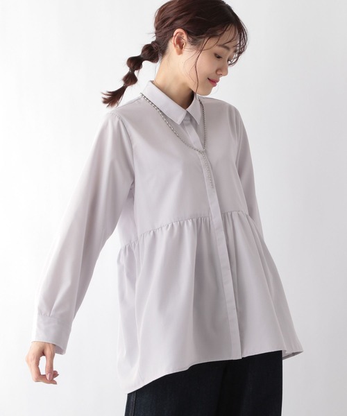 GLOBAL WORK（グローバルワーク）の「ペプラムブラウスシャツ/MATINEE LINE/994006（シャツ/ブラウス・レディース・ライトグレー/オフホワイト/ブラック・MEDIUM/LARGE）」の19枚目の写真