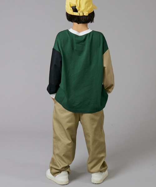 PAIRMANON STREET（ペアマノンストリート）の「【PAIRMANON STREET】 フロント タック ワイド ツイル パンツ（チノパンツ・キッズ・ブラック/ベージュ/ネイビー/オリーブ・90/100/110/120/130/140/150/160）」の9枚目の写真