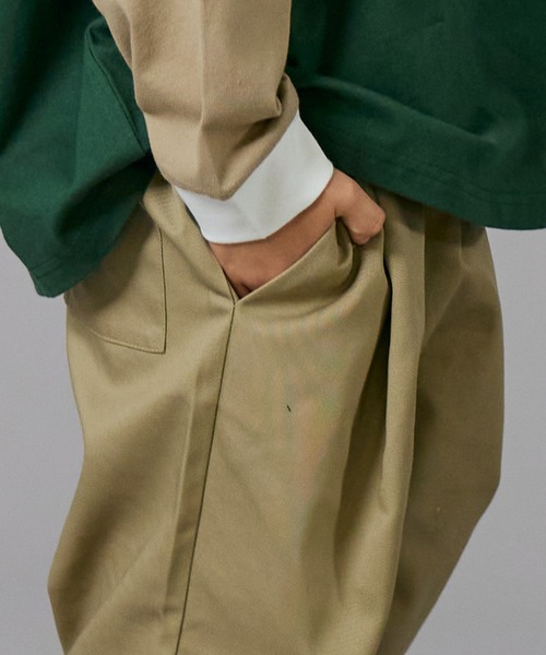 PAIRMANON STREET（ペアマノンストリート）の「【PAIRMANON STREET】 フロント タック ワイド ツイル パンツ（チノパンツ・キッズ・ブラック/ベージュ/ネイビー/オリーブ・90/100/110/120/130/140/150/160）」の11枚目の写真