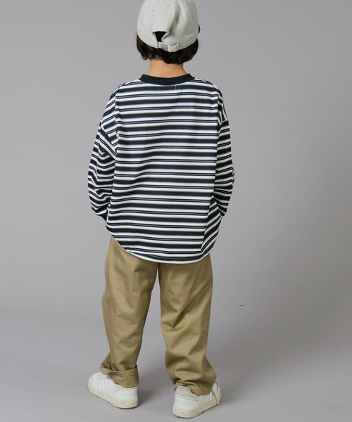 PAIRMANON STREET（ペアマノンストリート）の「【PAIRMANON STREET】 フロント タック ワイド ツイル パンツ（チノパンツ・キッズ・ブラック/ベージュ/ネイビー/オリーブ・90/100/110/120/130/140/150/160）」の15枚目の写真