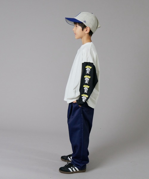 PAIRMANON STREET（ペアマノンストリート）の「【PAIRMANON STREET】 フロント タック ワイド ツイル パンツ（チノパンツ・キッズ・ブラック/ベージュ/ネイビー/オリーブ・90/100/110/120/130/140/150/160）」の18枚目の写真