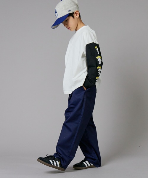PAIRMANON STREET（ペアマノンストリート）の「【PAIRMANON STREET】 フロント タック ワイド ツイル パンツ（チノパンツ・キッズ・ブラック/ベージュ/ネイビー/オリーブ・90/100/110/120/130/140/150/160）」の21枚目の写真