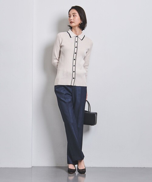 値下　united arrows ポロニット カーディガン　リブニット ポロエリ UNITED ARROWS（ユナイテッドアローズ）の「リブニット ポロエリ