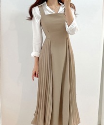 VIVID LADY（ビビッドレディー）の「サロペットプリーツ ロングワンピース（ワンピース）」