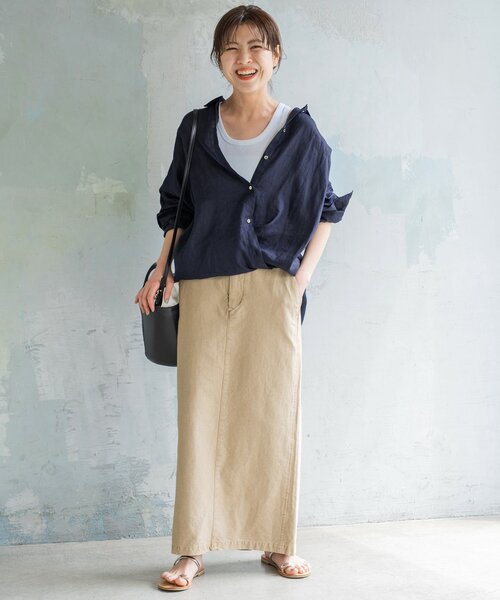 Spick & Span(スピックアンドスパン)の「≪追加≫80リネンカシュクールビッグシャツ(シャツ/ブラウス・レディース・スミクロ/ホワイト/キャメル/ベージュ/ネイビー/サックスブルー/マルチ・FREE)」の11枚目の写真