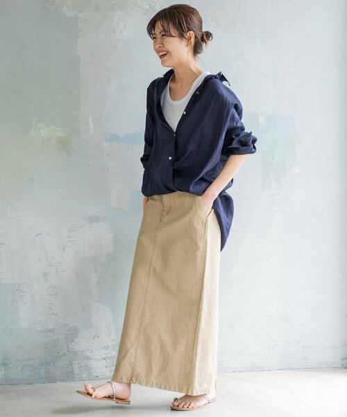 Spick & Span(スピックアンドスパン)の「≪追加≫80リネンカシュクールビッグシャツ(シャツ/ブラウス・レディース・スミクロ/ホワイト/キャメル/ベージュ/ネイビー/サックスブルー/マルチ・FREE)」の8枚目の写真