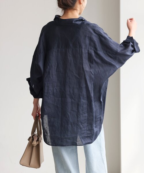 Spick & Span(スピックアンドスパン)の「≪追加≫80リネンカシュクールビッグシャツ(シャツ/ブラウス・レディース・スミクロ/ホワイト/キャメル/ベージュ/ネイビー/サックスブルー/マルチ・FREE)」の18枚目の写真