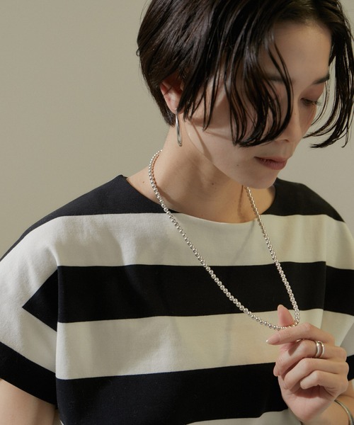 SALON adam et rope'（サロン アダム エ ロペ）の「【WEB限定】ポンチワイドボーダーTシャツ/24SS（Tシャツ/カットソー・レディース・オリーブ/ブラック・FREE）」の7枚目の写真