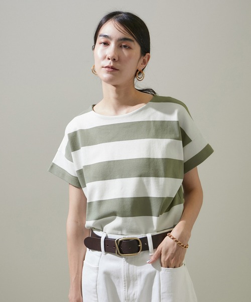 セール】【WEB限定】ポンチワイドボーダーTシャツ/24SS（Tシャツ