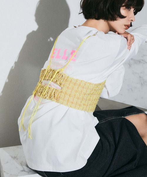 ELLEgirl（エルガール）の「ラメツイードキャミビスチェ【ELLEgirl/エル ガール】（キャミソール・レディース・サックスブルー/イエロー・FREE）」の14枚目の写真