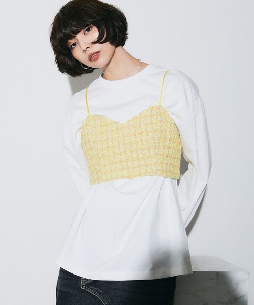 ELLEgirl（エルガール）の「ラメツイードキャミビスチェ【ELLEgirl/エル ガール】（キャミソール・レディース・サックスブルー/イエロー・FREE）」の10枚目の写真