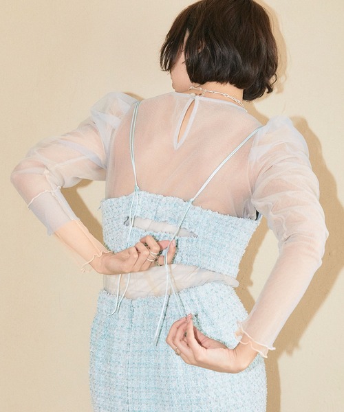 ELLEgirl（エルガール）の「ラメツイードキャミビスチェ【ELLEgirl/エル ガール】（キャミソール・レディース・サックスブルー/イエロー・FREE）」の18枚目の写真