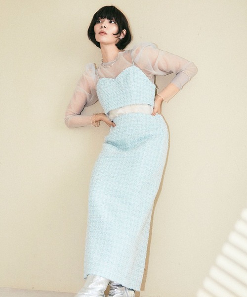 ELLEgirl（エルガール）の「ラメツイードキャミビスチェ【ELLEgirl/エル ガール】（キャミソール・レディース・サックスブルー/イエロー・FREE）」の21枚目の写真