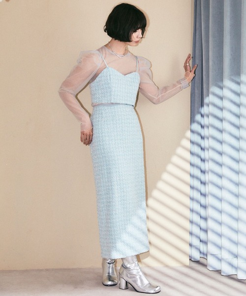 ELLEgirl（エルガール）の「ラメツイードキャミビスチェ【ELLEgirl/エル ガール】（キャミソール・レディース・サックスブルー/イエロー・FREE）」の20枚目の写真