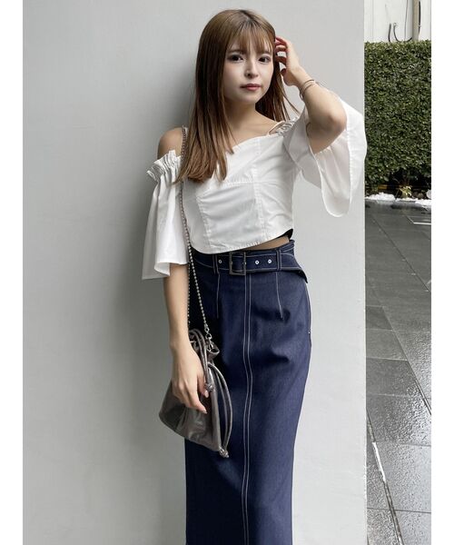 MURUA(ムルーア)の「ステッチタイトスカート(スカート・レディース・ブラック/インディゴブルー・1/2)」の10枚目の写真