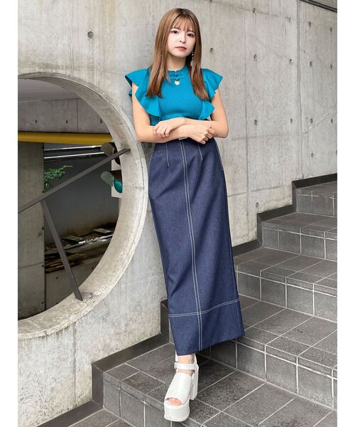 MURUA(ムルーア)の「ステッチタイトスカート(スカート・レディース・ブラック/インディゴブルー・1/2)」の17枚目の写真