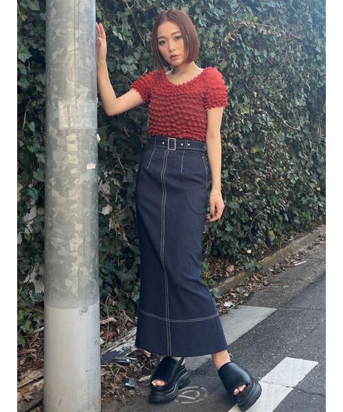 MURUA(ムルーア)の「ステッチタイトスカート(スカート・レディース・ブラック/インディゴブルー・1/2)」の22枚目の写真