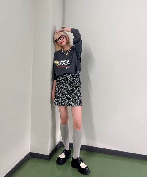 JEANASIS（ジーナシス）の「【ZOZO限定】ストリートグラフィックロンＴ/112270（Tシャツ/カットソー・レディース・チャコールグレー/オフホワイト・FREE）」の9枚目の写真