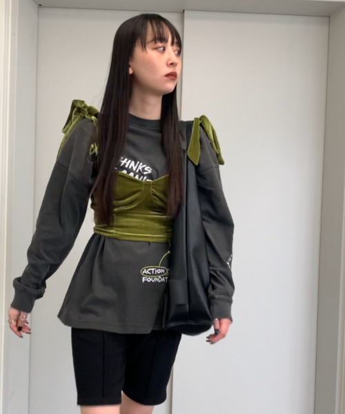 JEANASIS（ジーナシス）の「【ZOZO限定】ストリートグラフィックロンＴ/112270（Tシャツ/カットソー・レディース・チャコールグレー/オフホワイト・FREE）」の14枚目の写真