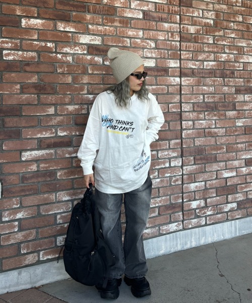 JEANASIS（ジーナシス）の「【ZOZO限定】ストリートグラフィックロンＴ/112270（Tシャツ/カットソー・レディース・チャコールグレー/オフホワイト・FREE）」の20枚目の写真