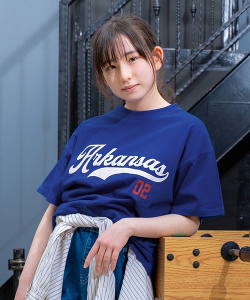 GLAZOS（グラソス）の「【再入荷】【プチプラ】アソートフロントカレッジロゴ半袖Tシャツ（Tシャツ/カットソー・キッズ・カーキ/ブラック/ブルー/グレー/ベージュ/ネイビー/ホワイト・130cm/140cm/150cm/160cm/170cm）」の7枚目の写真