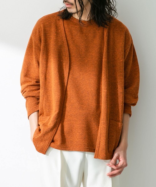 URBAN RESEARCH Sonny Label（アーバンリサーチサニーレーベル）の「JAPAN MADE 裏毛カーディガン（カーディガン/ボレロ・メンズ・ネイビー/グレー/オレンジ・MEDIUM/LARGE）」の4枚目の写真