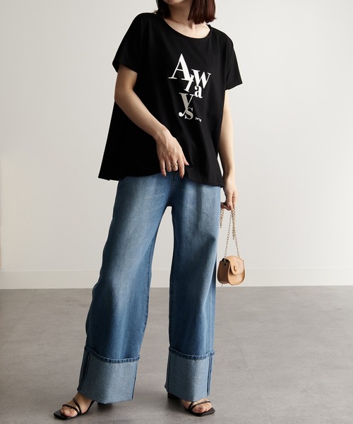 RANAN(ラナン)の「ロゴデザインT(Tシャツ/カットソー・レディース・オフホワイト/ブラック・L/M/LL)」の9枚目の写真