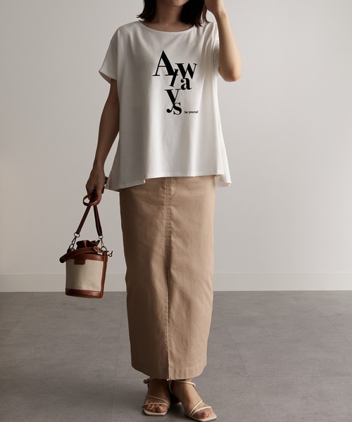 RANAN(ラナン)の「ロゴデザインT(Tシャツ/カットソー・レディース・オフホワイト/ブラック・L/M/LL)」の3枚目の写真
