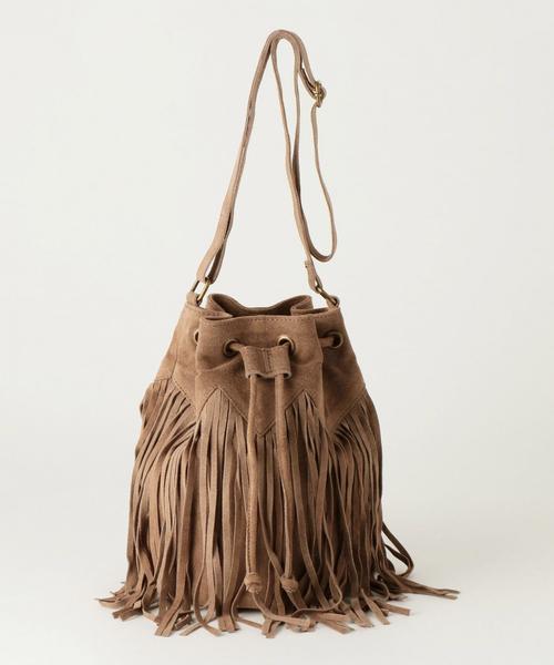 Another Edition（アナザーエディション）の「フリンジキンチャクショルダー/AEBC FRNG キンチャクSHLD（ショルダーバッグ・レディース・ライトグレー/ベージュ/ブラック/モカ・フリー）」の4枚目の写真