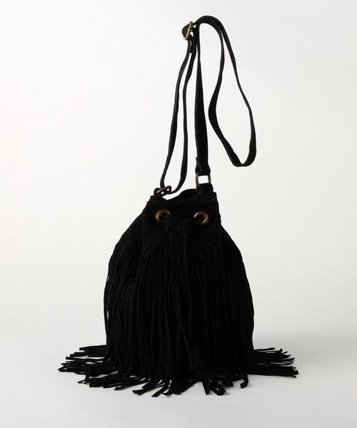 Another Edition（アナザーエディション）の「フリンジキンチャクショルダー/AEBC FRNG キンチャクSHLD（ショルダーバッグ・レディース・ライトグレー/ベージュ/ブラック/モカ・フリー）」の2枚目の写真