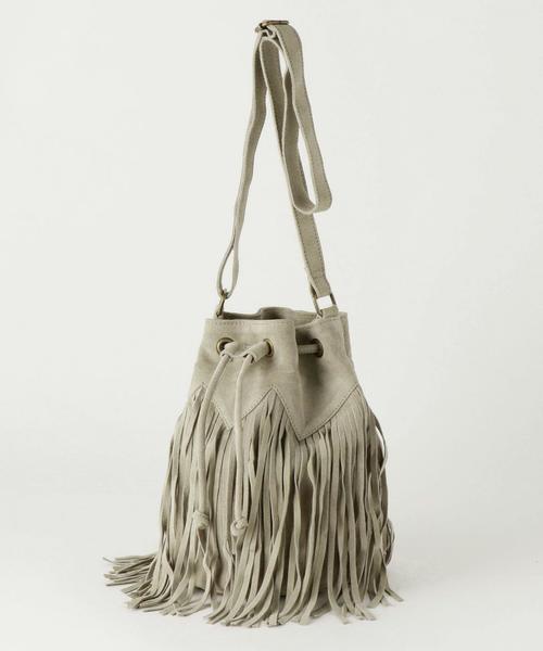 Another Edition（アナザーエディション）の「フリンジキンチャクショルダー/AEBC FRNG キンチャクSHLD（ショルダーバッグ・レディース・ライトグレー/ベージュ/ブラック/モカ・フリー）」の5枚目の写真