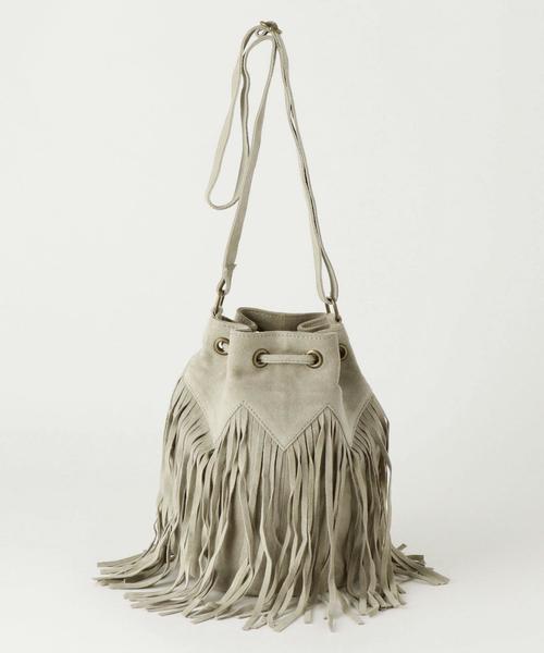 Another Edition（アナザーエディション）の「フリンジキンチャクショルダー/AEBC FRNG キンチャクSHLD（ショルダーバッグ・レディース・ライトグレー/ベージュ/ブラック/モカ・フリー）」の6枚目の写真