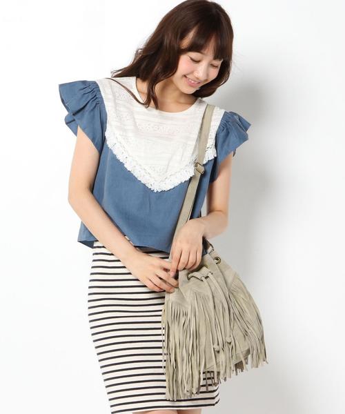 Another Edition（アナザーエディション）の「フリンジキンチャクショルダー/AEBC FRNG キンチャクSHLD（ショルダーバッグ・レディース・ライトグレー/ベージュ/ブラック/モカ・フリー）」の13枚目の写真