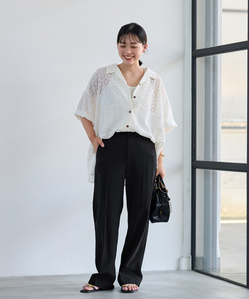 FRAMeWORK（フレームワーク）の「≪追加≫コットンリネンストレートパンツ（その他パンツ・レディース・ブラック/ブルー/ホワイト系その他・36/34/40/38）」の4枚目の写真