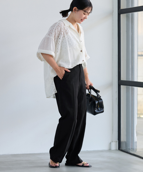 FRAMeWORK（フレームワーク）の「≪追加≫コットンリネンストレートパンツ（その他パンツ・レディース・ブラック/ブルー/ホワイト系その他・36/34/40/38）」の5枚目の写真