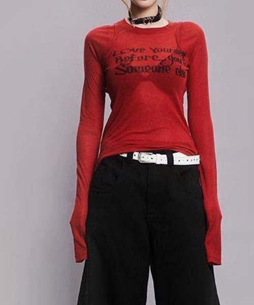 LYEON（リヨン）の「ロゴシアーロンT（Tシャツ/カットソー・レディース・ブラック/レッド/オフホワイト・FREE）」の5枚目の写真