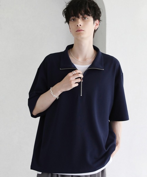 47338　バーバリーロンドン　ハーフジップ半袖カットソー　Ｌ 47338バーバリーロンドンハーフジップ半袖カットソーL