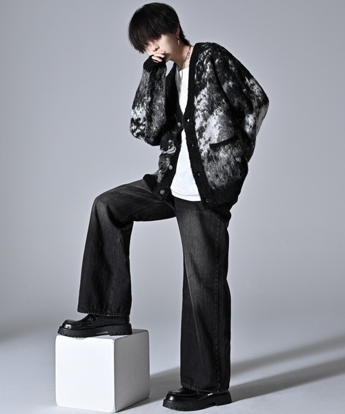 extra quality heavy weight jacquard knit cardigan / エクストラ