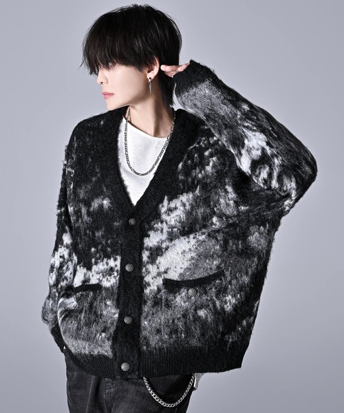 extra quality heavy weight jacquard knit cardigan / エクストラ