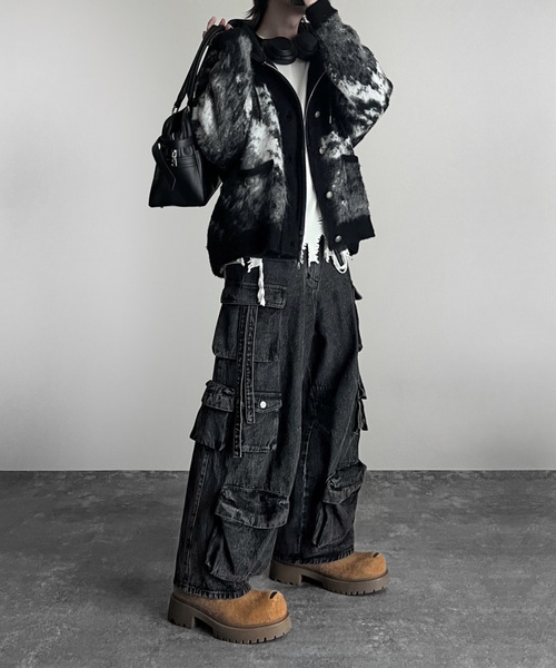 セール】extra quality heavy weight jacquard knit cardigan 
