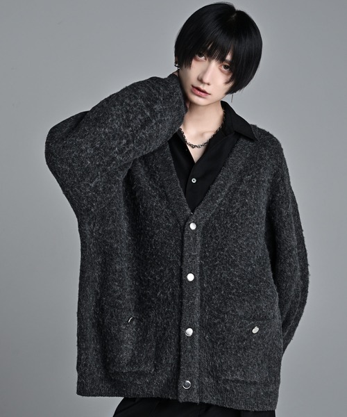 カーディガンブラックもこもこ様 extra quality heavy weight jacquard knit cardigan / エクストラ