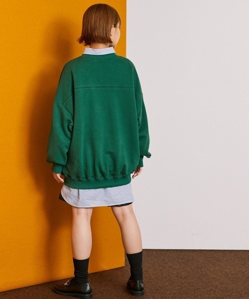 byYOUANCE（バイユアンス）の「ダメージグラフィックスウェット（スウェット・レディース・グリーン/アイボリー・FREE）」の5枚目の写真
