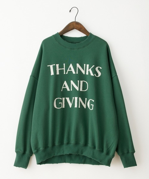 byYOUANCE（バイユアンス）の「ダメージグラフィックスウェット（スウェット・レディース・グリーン/アイボリー・FREE）」の13枚目の写真