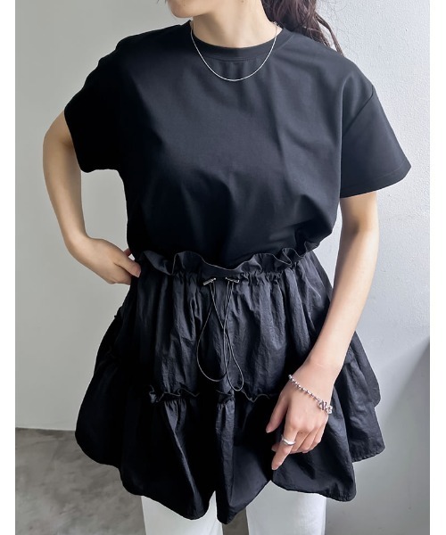 Re:EDIT（リエディ）の「タフタチュニックティアードTシャツ（Tシャツ/カットソー・レディース・グレー/ブラック・FREE）」の3枚目の写真