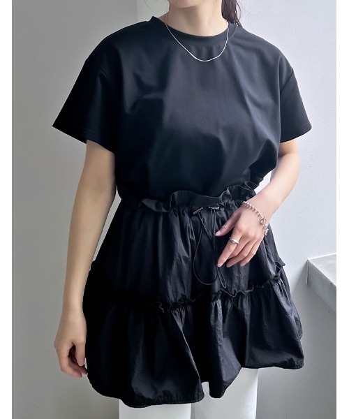 Re:EDIT（リエディ）の「タフタチュニックティアードTシャツ（Tシャツ/カットソー・レディース・グレー/ブラック・FREE）」の5枚目の写真