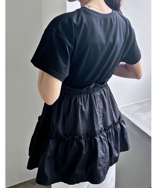 Re:EDIT（リエディ）の「タフタチュニックティアードTシャツ（Tシャツ/カットソー・レディース・グレー/ブラック・FREE）」の6枚目の写真