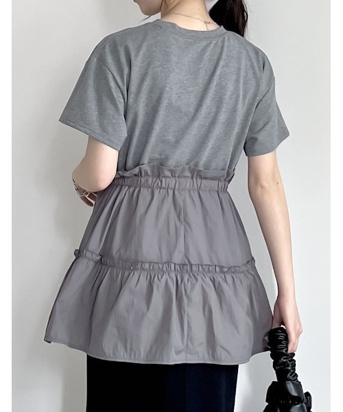 Re:EDIT（リエディ）の「タフタチュニックティアードTシャツ（Tシャツ/カットソー・レディース・グレー/ブラック・FREE）」の12枚目の写真