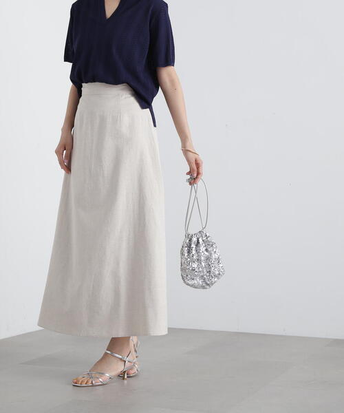 N.（N. Natural Beauty Basic）（エヌエヌナチュラルビューティーベーシック）の「◆麻混ロングスカート（スカート・レディース・グレー/レッド/ベージュ・MEDIUM）」の21枚目の写真