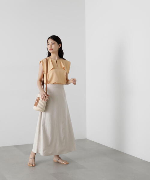 N.（N. Natural Beauty Basic）（エヌエヌナチュラルビューティーベーシック）の「◆麻混ロングスカート（スカート・レディース・グレー/レッド/ベージュ・MEDIUM）」の18枚目の写真