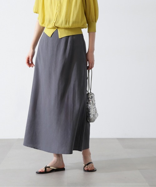 N.（N. Natural Beauty Basic）（エヌエヌナチュラルビューティーベーシック）の「◆麻混ロングスカート（スカート・レディース・グレー/レッド/ベージュ・MEDIUM）」の4枚目の写真